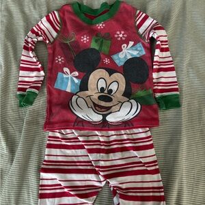 Disney Mickey Mouse Festive Red and White Pajama Set, Christmas